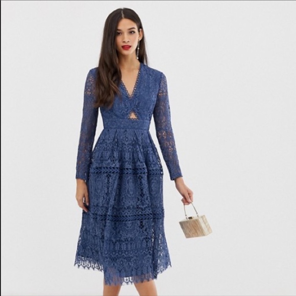 ASOS Blue Lace Midi Dress